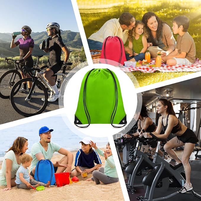 Grneric Drawstring Bags Bulk 14 Pcs Drawstring Backpack Bulk Cinch Bag Sackpack for Men Women Gym (Green) - Image 7