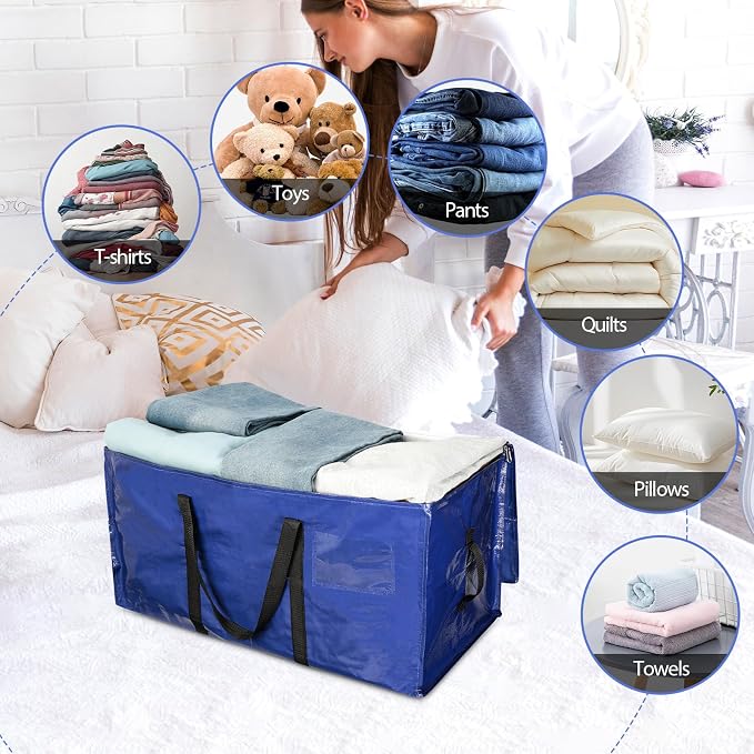 Moving Bags 4pcs Waterproof Moving Bags Large Travel Duffel Bags with Reinforced Handles, Clothes Organizer for Clothes Storage and Blankets for Moving and Traveling Bags 72L - Image 4