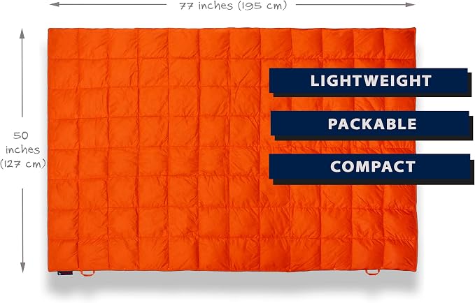 Get Out Gear Down Camping Blanket - Puffy, Packable, Lightweight and Warm | Ideal for Outdoors, Travel, Stadium, Festivals, Beach, Hammock | 650 Fill Power Water-Resistant Backpacking Quilt - Image 4