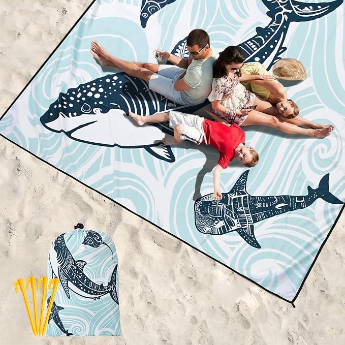 WIWIGO Beach Blanket Waterproof Sandproof Beach Mat 79" X 83"/10'x9'for 2-8 Adults Quick Drying Outdoor Picnic Mat Beach Accessories for Travel, Camping, Hiking - Image 6