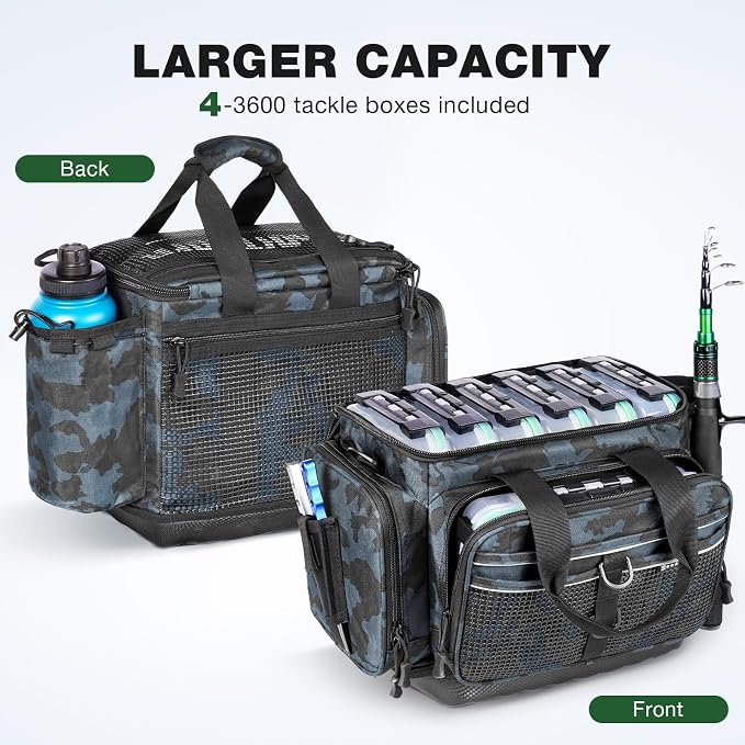 Ghosthorn Fishing Tackle Box, Waterproof 3600 and 3700 Tackle Trays, Plastic Tackle Box Organizer with Removable Dividers Storage Lure Box for Lures 1 and 4 Pack (Fishing Tackle Bags) - Image 3