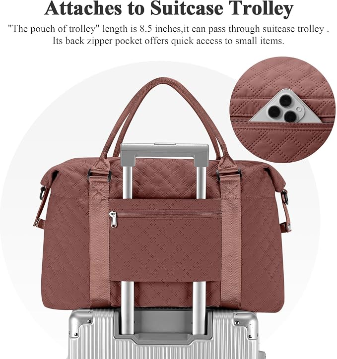 Travel Duffel Bag, Carry On Overnight Weekender Bags for Women | Travel Bag with Wet Pocket & Trolley Sleeve, For Spirit Airlines 18x14x8 Personal Item Bag - Image 5
