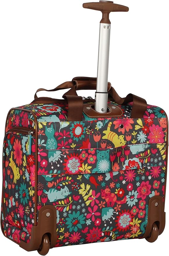 Lily Bloom Designer 15 Inch Carry On - Weekender Overnight Business Travel Luggage - Lightweight 2- Rolling Wheels Suitcase - Under Seat Rolling Bag for Women (Playful Garden Gray) - Image 2