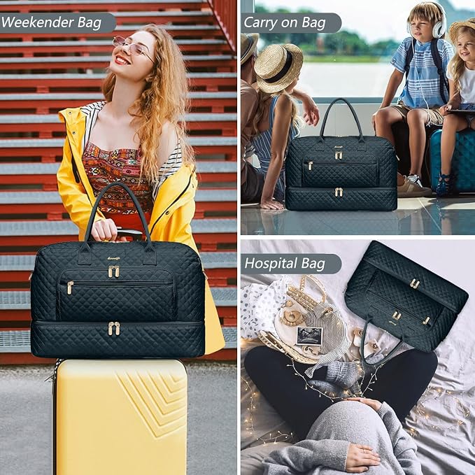 Travel Duffel Bags for Women with Shoe Compartment, Weekender Overnight Bag with Wet Pocket & Toiletry Bag, Carry On Personal Item Bag, Travel Tote Gym Bag, Hospital Bags for Labor and Delivery - Image 6