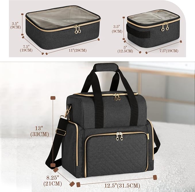 LUXJA Large Travel Makeup Bag with 3 Removable Cases, Cosmetic Bag with Detachable Dividers (Patent Pending), Black - Image 6