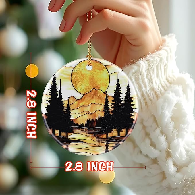 Mountain Sunset Ornament, Christmas Ornament – Christmas Tree Decor, Holiday Decoration, Stocking Stuffer, Festive Gift Idea, Gifts for Nature Lover, Friends, and Family