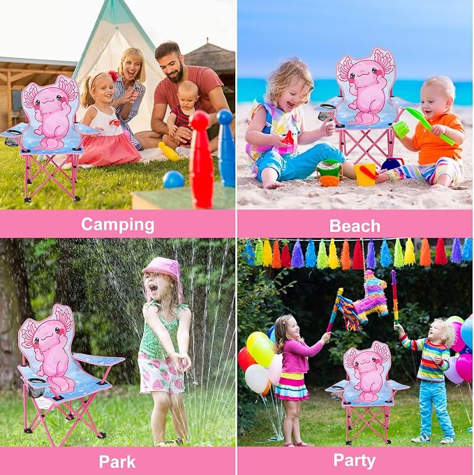 KABOER Kids Outdoor Folding Camping Chair with Cup Holder Carrying Bag | Portable Camping Chair for Beach Picnic Camping Travel Lawn Ages 3-10 - Image 6