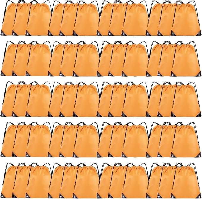 Grneric 60 Pieces Drawstring Backpack Bulk Cinch Sackpack Ployster Drawstring Bags for Gym Party Trip(Orange) by Grneric