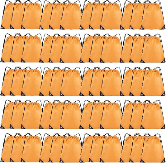 Grneric 60 Pieces Drawstring Backpack Bulk Cinch Sackpack Ployster Drawstring Bags for Gym Party Trip(Orange) by Grneric