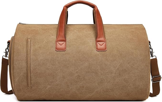 Convertible Garment Duffel Bag, Carry on Garment Bag for Travel Canvas Mens Suit Bag 2 in 1 Foldable Garment Bag with Shoulder Strap Weekender Bag with Shoe Pouch by SSWEISIKER