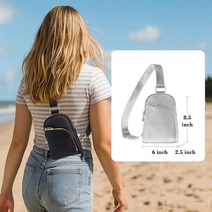 INICAT RFID Blocking Sling Bag,Anti Theft Crossbody Bags for Women,Travel Gifts Fanny Pack Cross Body Purses Woman Leather