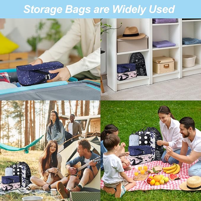 Boho Compression Packing Cubes Set (7 Piece) - Sun Moon Stars | Ultra-Lightweight, Celestial Pattern Travel Organizer Bags, Essential for Clothes, Shoes, Cosmetics & Toiletries, Dark - Image 8