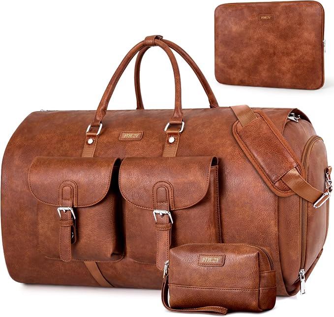 Garment Bag for Travel, Convertible Carry on Garment Duffel Bag for Men 3Pcs Weekender Bag 2 in 1 Hanging Suitcase Suit Bag by ITIEZY