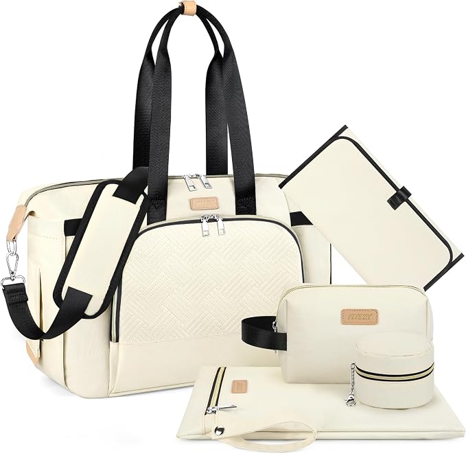 ITIEZY Diaper Bag Tote for Baby - Large Mommy Bag with Portable Changing Pad Pacifier Case, Hospital Bags Travel Baby Bag by ITIEZY