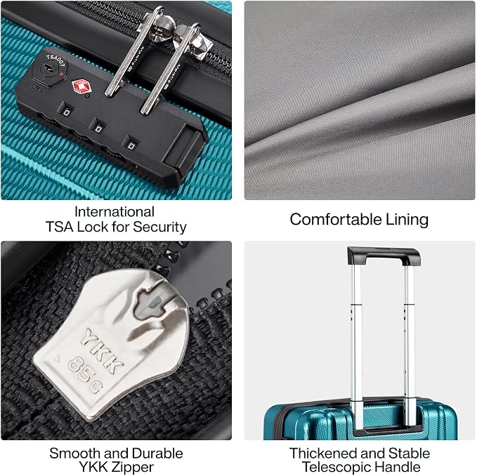 Hanke 24 Inch Luggage Suitcases With Spinner Wheels Lightweight PC Hard Shell Rolling Suitcase With Travel Lock,Checked-Medium 24-Inch(Caribbean Blue) - Image 8