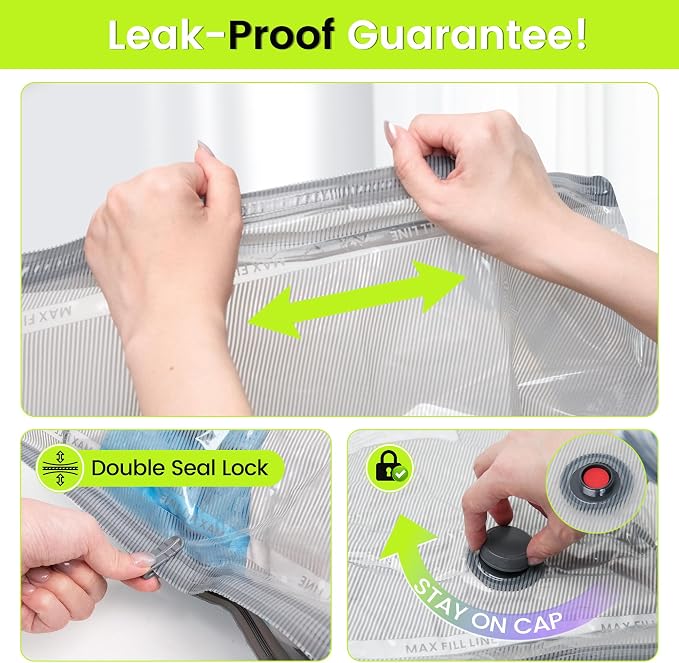 (17PACK) Travel Vacuum Bags with USB-Powered Pump (Plug to Work, No Battery) – Portable Vacuum Sealer for Travel & Home, Space-Saving Compression Bags for Clothes, Bedding & Seasonal Storage - Image 7