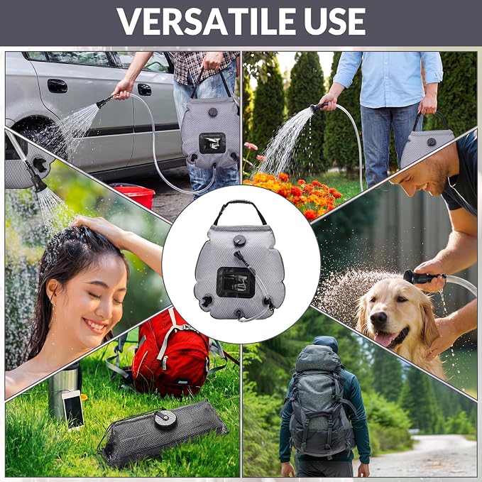 Hortsun 4 Pack Solar Portable Shower Bag 5 Gal/20l Solar Heating Camping Shower Bag with On-Off Switchable Head and Removable Hose for Outdoor Camping Hiking Traveling Beach Swimming - Image 7