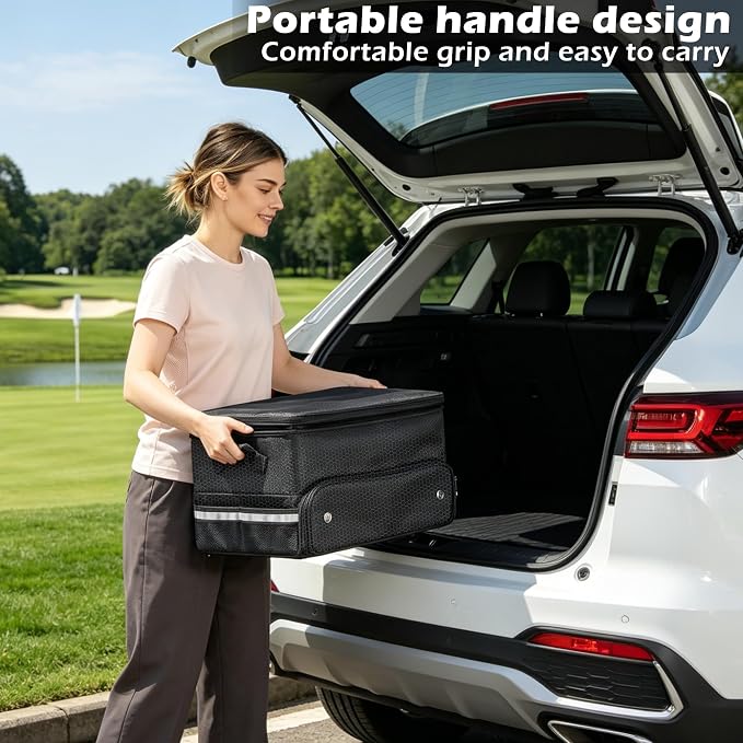 Golf Trunk Organizer Waterproof Car Golf Storage with Ventilated Compartment for 2 Pairs of Shoes, Ideal for Golf Balls Tees Caps Clothes Gloves and Accessories Golf Gift for Men and Women - Image 5