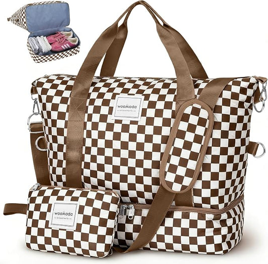 WOOMADA Weekender Bag for Women, Travel Duffel Bags with Shoe Compartment & Wet Pocket, Personal Item Bag for Airlines by WOOMADA