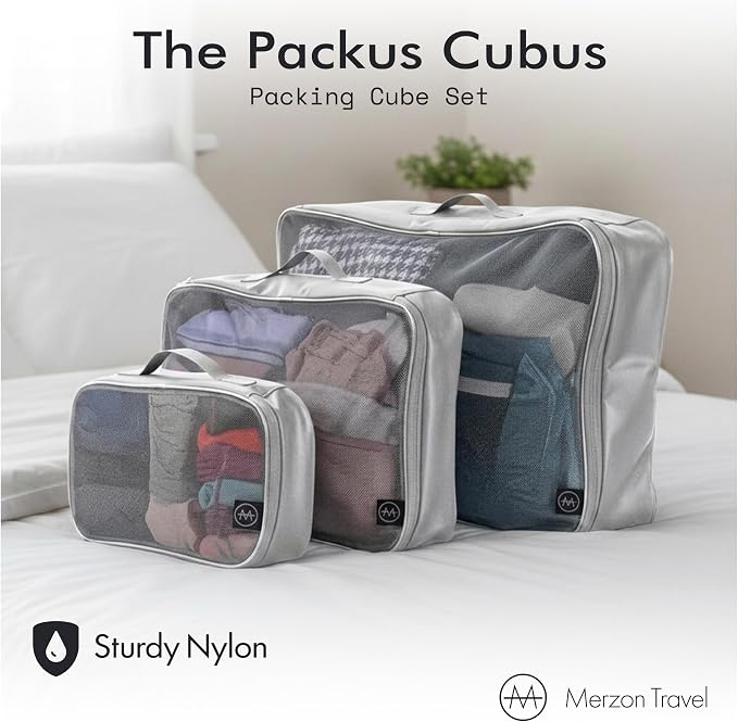 The Packus Cubus from 3 Piece Packing Cube Set with a 24 Liter Total Capacity Travel Luggage Organizer for Clothes Shoes and Accessories Made from Sturdy Nylon PC-511-SLV Silver. - Image 2