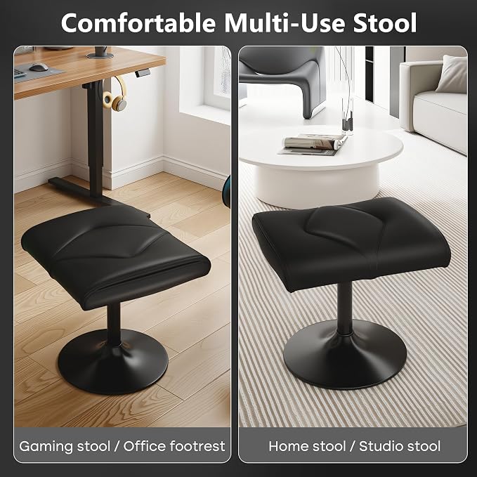 VECELO Foot Rest Under Desk Ottoman, PU Height Adjustable Footrest with Comfort Padding, Leg Rest for Desk for Relieving Leg Pain, Stiffness, and etc, Black - Image 4