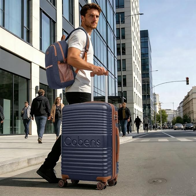 Carry on Luggage 22x14x9 Airline Approved, Suitcases with Wheels Hardshell, Lightweight Hardside Luggage Set with TSA Lock, 20Inch Blue Carry on Suitcase - Image 3