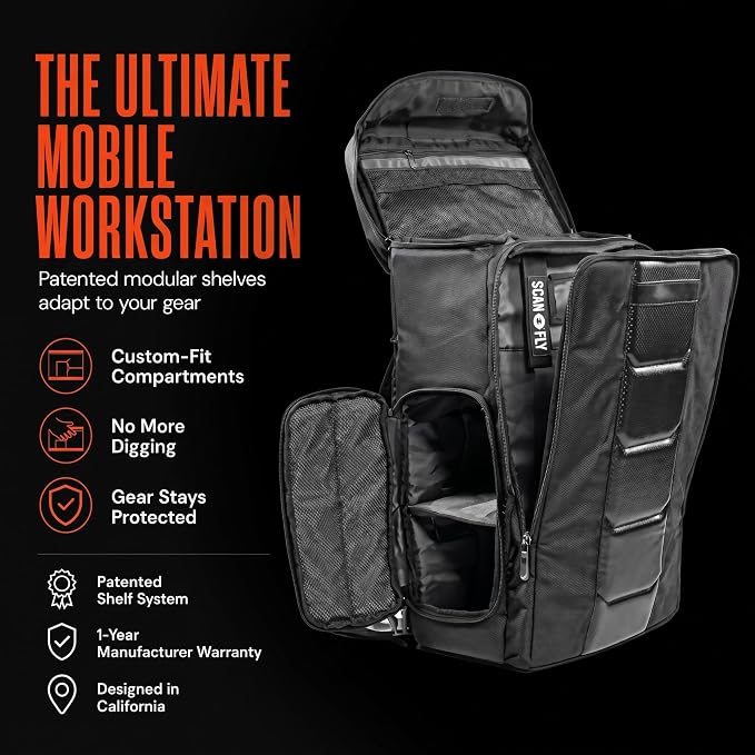 Gruv Gear Travel Laptop Backpack, 36L Black Tech Backpack with Modular Storage Shelves, Dual Access Pockets & TSA-Friendly Design, Large Carry-On Backpack for Work, Travel & Gear Organization - Image 9