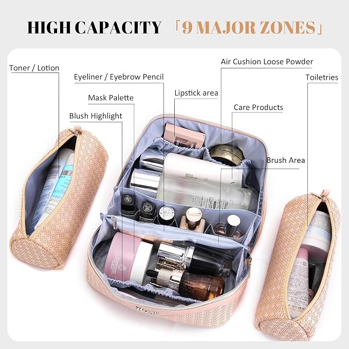 BOYATU Travel Makeup Bag for Women: Four Leaf Clover Large Capacity 3 Pcs Set Cosmetic Bags - Waterproof 50% Extra Space for Toiletry Organizer - Travel Essentials for Fortunate (03 Pink) - Image 4