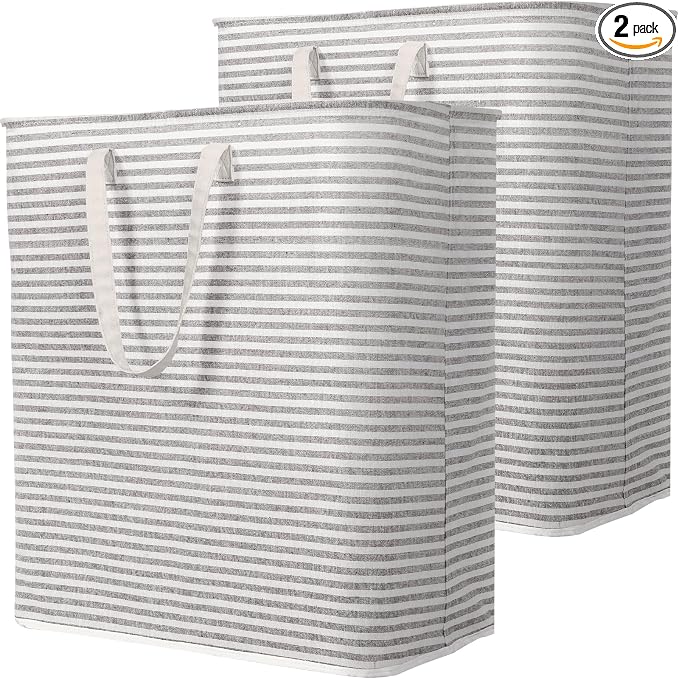 Lifewit 2 Pack Laundry Basket 100L Each, Collapsible Clothes Hamper with Reinforced Handles, Freestanding Waterproof Design for Bedroom and Laundry Room, Grey 200L Total by Lifewit