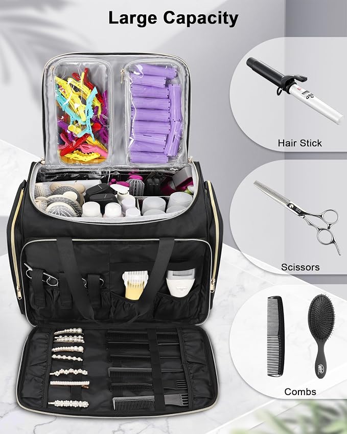 MONSTINA Professional Hairstylist Traveling Bag with Two Detachable Small Bags,Hairdressing Bag Makeup Salon Organizer Bag for Barber Hairdresser Insulation Material - Image 6