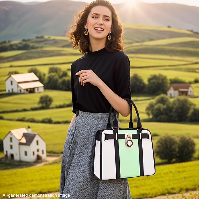 Qiyuer Structured Satchel Tote Handbags Set Women Purses with RFID Wallet | Premium, Sturdy, Spacious, Chic for Daily & Work, Vegan PU Leather, Multi-way Carry, Large Capacity RFID Wallet, Ideal Gift - Image 2