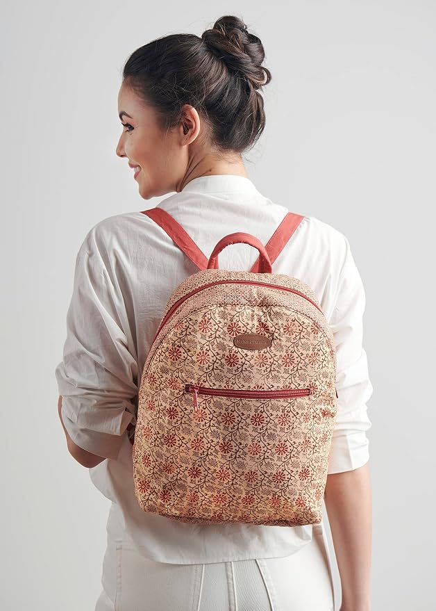 Maison d' Hermine Backpack for Women Men Cotton Shoulder Multipurpose Rucksack with Small Pouch Lightweight Multi Pocket Bag for Travel Work Beach Perfect for Spring Summer (Asmi - Daya) - Image 7