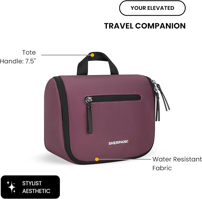 Sherpani Co-Pilot, Travel Toiletry Bag, Hanging Cosmetic Organizer, Water Resistant Makeup Bag, Shower Dopp Kit, Essentials Toiletries for Women, Travel Gift (Smoky Orchid) - Image 4