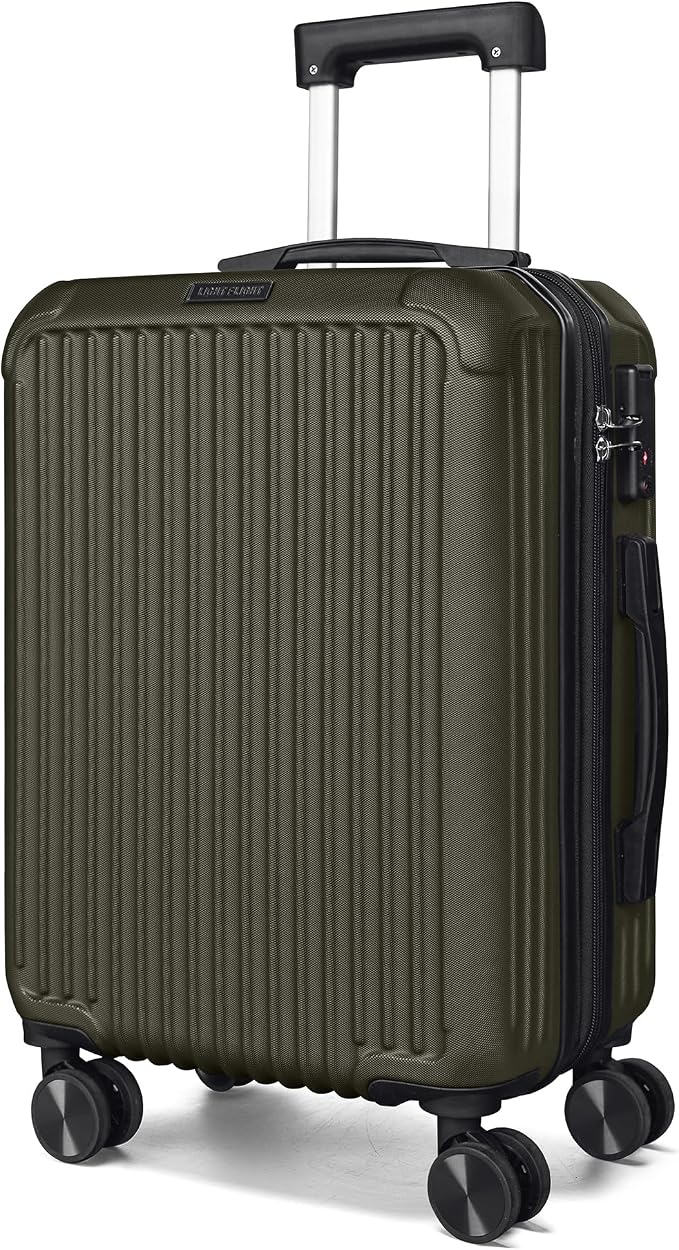 LIGHT FLIGHT Carry On Luggage 22x14x9 Airline Approved, Dark Green | Airline Approved, Hard Shell with Wheels, Expandable Hardside, Lightweight, TSA Lock by LIGHTFLIGHT