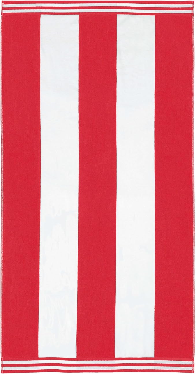 Superior Cotton Nautical Stripe Beach Towels, Colorful Towels for Adult, Kid, Pool, Swimming, Sand, Travel, Large Oversized, Absorbent, Fast Drying, Bath Basics, Cabana Collection, 1 Piece, Red - Image 2
