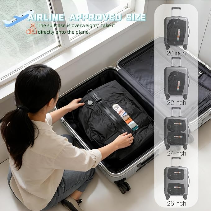Travel Compression Bags with Pump, 2-Pack 30L Reusable Seal Vacuum Bags for Suitcases, IP67 Waterproof Durable Space Saver Packing Cubes for Clothes, Carry-On Travel Backpack & Home Storage - Image 6