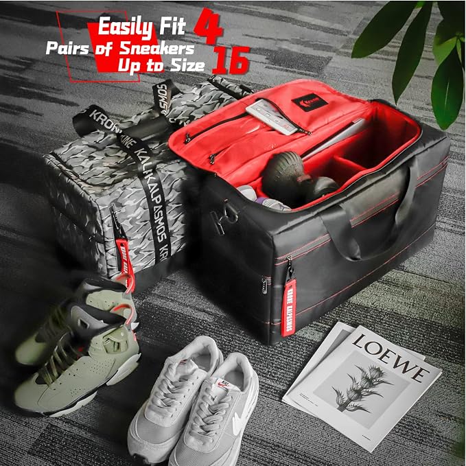 Sneaker Bag for Travel/Sneakerhead gift/Outdoor Sports Bag/Gym Bag /, A Multi-functional Travel Duffel Bag with 3 Adjustable Dividers, & Shoulder Strap,Made of Nylon, by Krone Kalpasmos-classic - Image 9