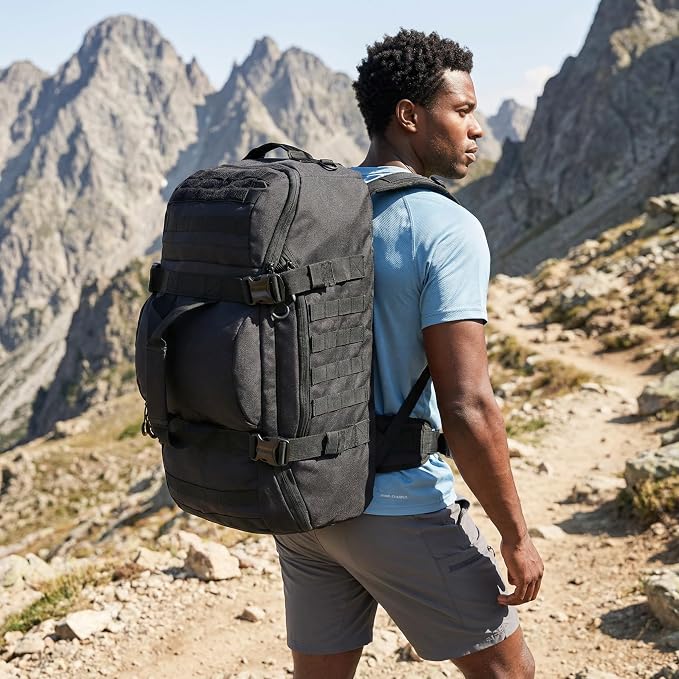 3-in-1 Tactical Gym Duffel Backpack, Travel Sports Bag for Overnight | Works as a range bag or motorcycle backpack, ideal for gym, travel, camping, hunting, and gear organization - Image 9