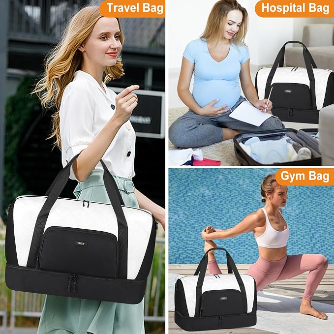 Travel Weekender Bag for Women, 21" Overnight Bag with Shoe Compartment 50L Large Travel Duffel Bag Carry On Tote for Weekend, Overnight, Business Trips, Water Resistant - Image 7