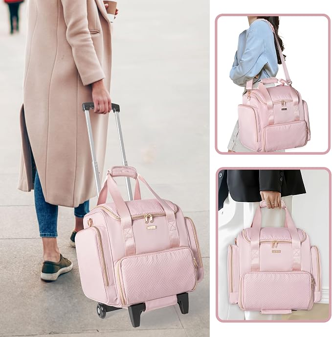 Rolling Makeup Case, Professional Makeup Train Case with Wheels | Makeup Artist Travel Bag with 4 Removable Bags, Professional Train Case with Adjustable Handle & Strap, Brush Storage Section - Image 4