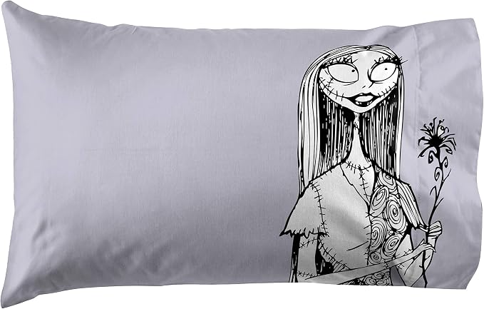 Jay Franco Kids Sheet Set with Fitted, Flat Sheets & Pillow Cover - Ultra-Soft Bedding with Pillowcase for Room Decor, White - Nightmare Before Christmas, 4 Piece Full - Image 2