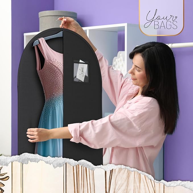Luxury On the Go Long Formal Dress Bag – 54" Hanging Garment Bag for Dresses, Prom & Bridesmaid– Long Garment Bags for Hanging Clothes Lightweight & Tear-Resistant with Clear ID Window – 5 Pack - Image 6