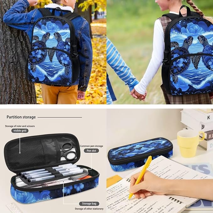 POLERO Sea Turtle School Backpack for Girls School Bag Bookbag with Lunch Box Middle School Elementary Preschool Student Backpacks - Image 4