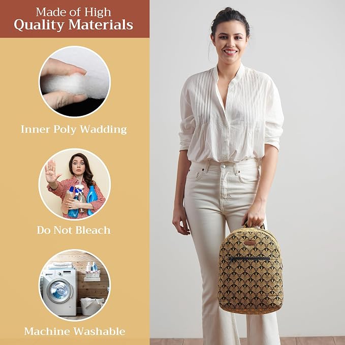 Maison d' Hermine Backpack for Women Men Cotton Shoulder Multipurpose Rucksack with Small Pouch Lightweight Multi Pocket Bag for Travel Work Beach Perfect for Spring Summer (Art Deco) - Image 3