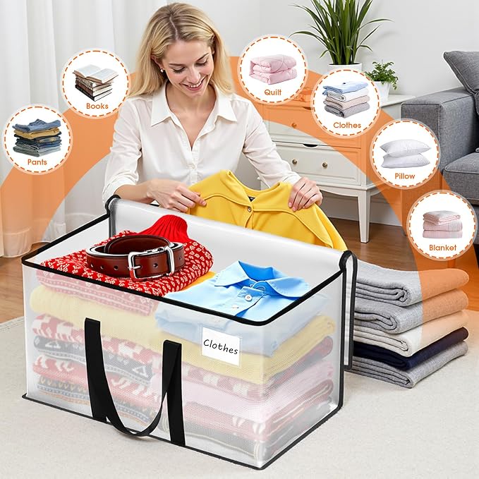 Fab totes Moving Bags Extra Heavy Duty Oversized Clear Storage Bags with Reinforced Handle and Double Zippers,Moving Supplies Totes for Storage Packing Dorm Room Essentials Alternative to Moving Boxes - Image 7