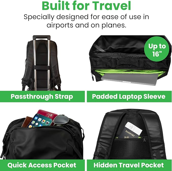 COR Surf Carry On Travel Backpack Bundle | Island Hopper Travel Backpack with Toiletry Bag and Compression Packing Cube Set (28L, Pink) - Image 7