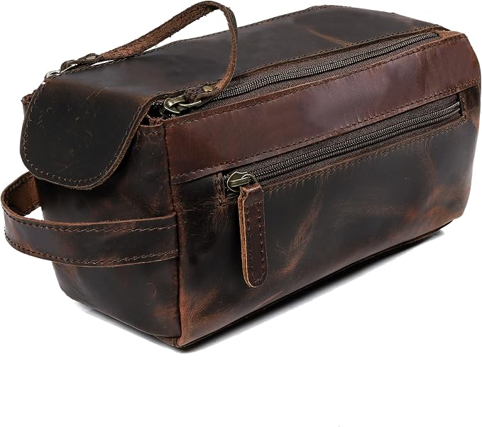 cuero Genuine Buffalo Leather Unisex Toiletry Bag Travel Leather Dopp Kit Made With High Class Buffalo Leather - Image 8