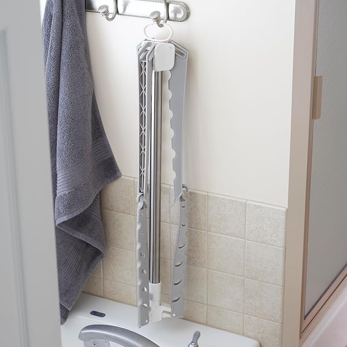 Household Essentials Grey 5006-1 Simple Indoor Tripod Clothes Drying Rack with Carrying Handle for Laundry, Small - Image 2