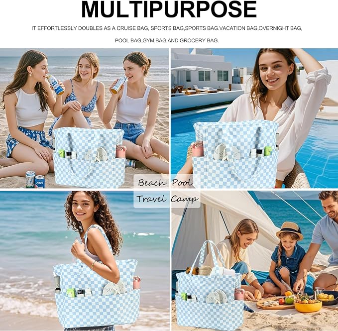 Bluboon Waterproof Beach Tote Pool Bags for Women Ladies Extra Large Carry On Bag With Wet Compartment for Weekender Travel - Image 2
