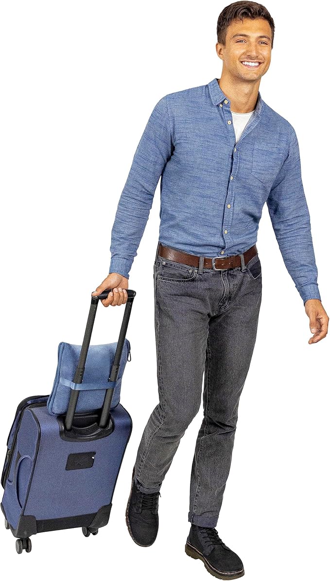 BlueHills Premium Soft Travel Blanket Pillow Combo Airplane Grayish Blue | Airplane Pillow/Blanket, Matching Soft Case, Hand Luggage Belt & Backpack Clip, Long Cruise Throws, Plane Travel Essentials - Image 6
